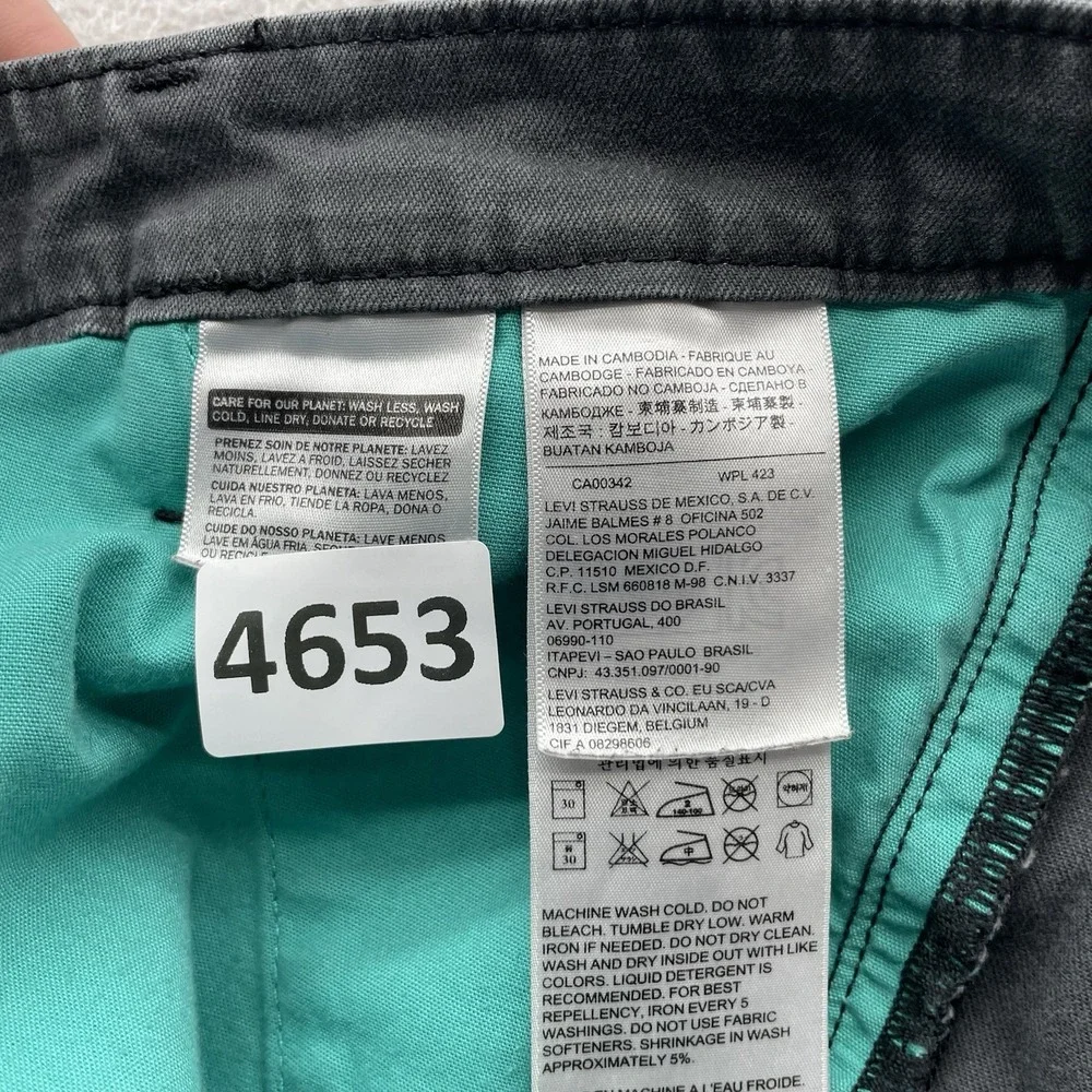 Levi's Chino Pants Mens 36x29 (Tag 36x30) Gray Stretch Gusset White Tab Workwear